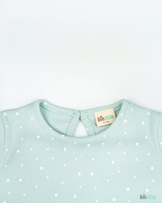 BeeLittle Sea Green Frock Dress-Polka Love-Organic Cotton-For Infants