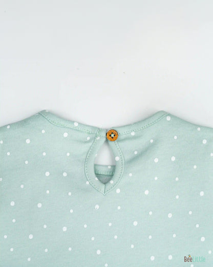 BeeLittle Sea Green Frock Dress-Polka Love-Organic Cotton-For Infants