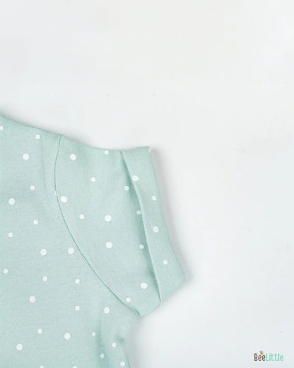 BeeLittle Sea Green Frock Dress-Polka Love-Organic Cotton-For Infants