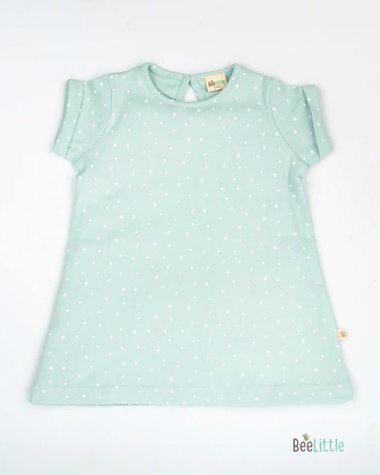 BeeLittle Sea Green Frock Dress-Polka Love-Organic Cotton-For Infants