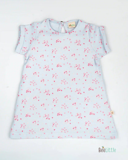 BeeLittle Blue Frock Dress-Tiny Hearts-Organic Cotton-For Infants