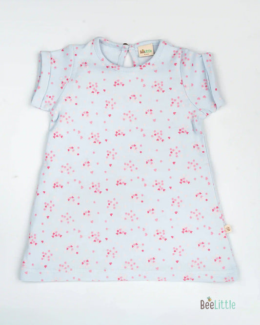 BeeLittle Blue Frock Dress-Tiny Hearts-Organic Cotton-For Infants