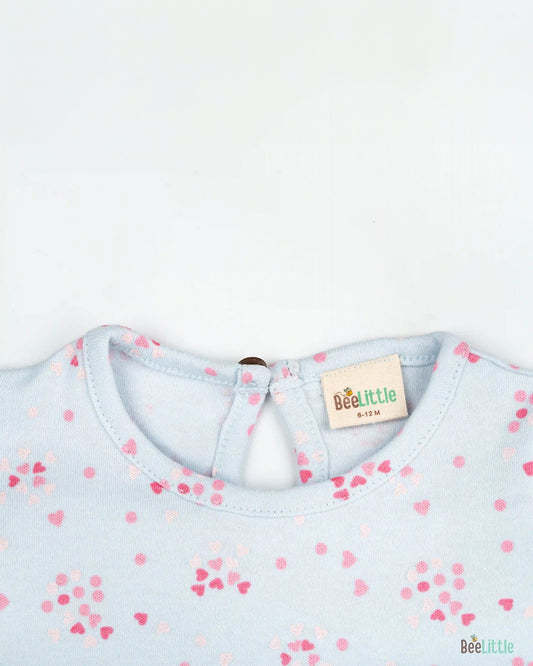 BeeLittle Blue Frock Dress-Tiny Hearts-Organic Cotton-For Infants