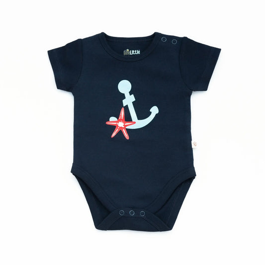 BeeLittle Blue & White Bodysuit-Anchor-Organic Cotton-Pack of 2-For Infants