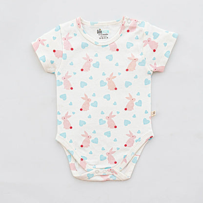 BeeLittle Pink & White Bodysuit-Bunny N Heart-Organic Cotton-Pack of 2-For Infants