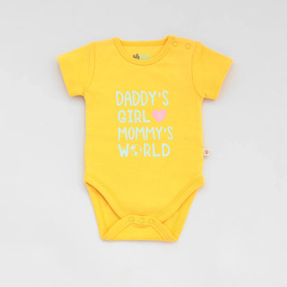 BeeLittle Blue & Yellow Bodysuit-Daddy's Girl-Organic Cotton-Pack of 2-For Infants