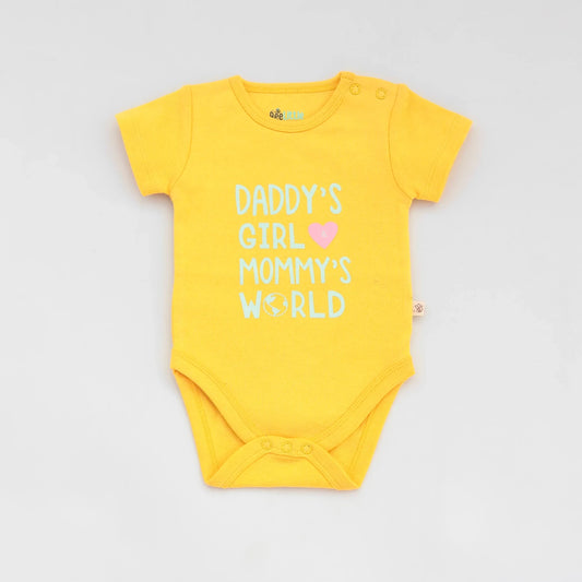 BeeLittle Blue & Yellow Bodysuit-Daddy's Girl-Organic Cotton-Pack of 2-For Infants