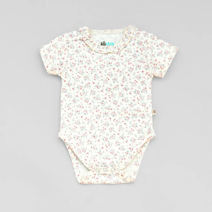 BeeLittle Pink & White Bodysuit-Flowers-Organic Cotton-Pack of 2-For Infants