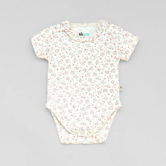 BeeLittle Pink & White Bodysuit-Flowers-Organic Cotton-Pack of 2-For Infants