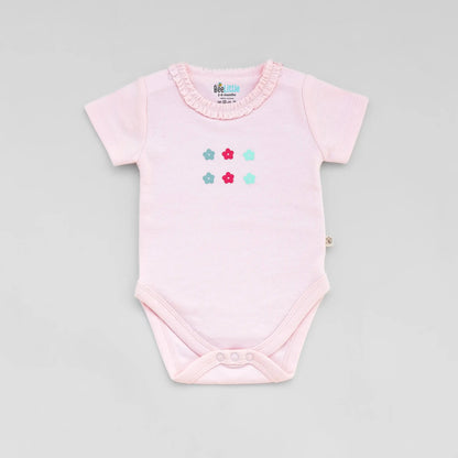 BeeLittle Pink & White Bodysuit-Flowers-Organic Cotton-Pack of 2-For Infants