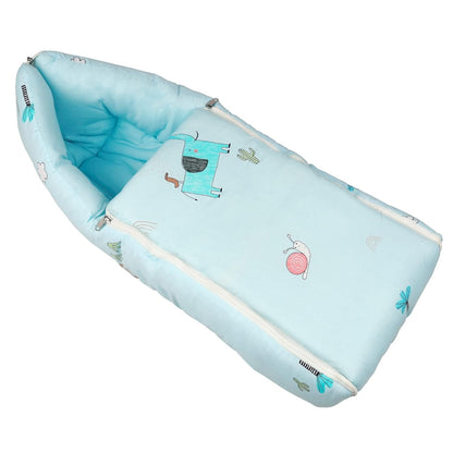 R for Rabbit Snuggy 100% Natural Cotton-Sky Blue-Baby Carrier Nest Cum Sleeping Bag (0-12M)