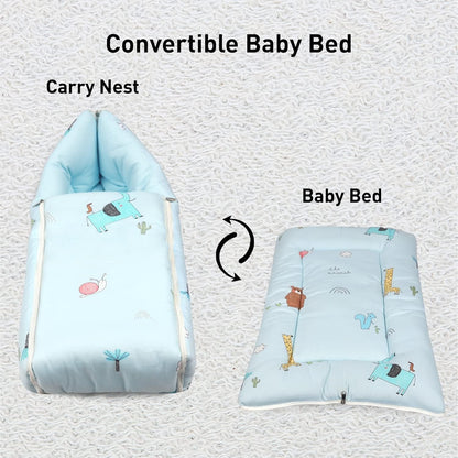 R for Rabbit Snuggy 100% Natural Cotton-Sky Blue-Baby Carrier Nest Cum Sleeping Bag (0-12M)