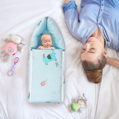 R for Rabbit Snuggy 100% Natural Cotton-Sky Blue-Baby Carrier Nest Cum Sleeping Bag (0-12M)