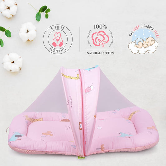 R for Rabbit Snuggy Safari 100% Natural Cotton-Pink-Baby Carrier Nest Cum Sleeping Bag (0-12M)