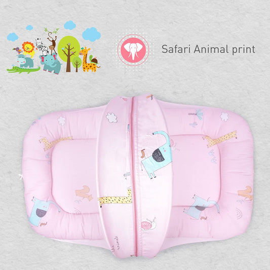 R for Rabbit Snuggy Safari 100% Natural Cotton-Pink-Baby Carrier Nest Cum Sleeping Bag (0-12M)