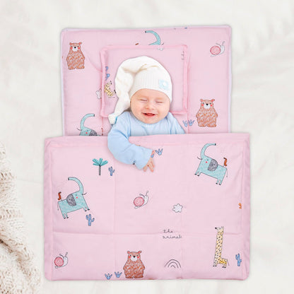 R for Rabbit Snuggy Cozy Baby Bedding-100% Cotton-Blush Pink-Pillow & Blanket-For Infants