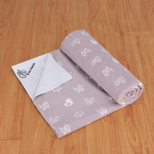 R for Rabbit Dry Nap Pee Protector Sheet-100% Soft Polymer-Grey-Odor Free (0-12M)