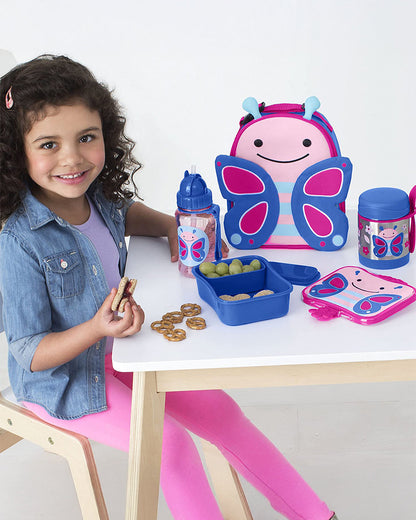 Skip Hop Zoo School Essentials Kit-Lunch box(700ml)-Tritan Straw Sipper(355ml)-Butterfly-3Y+