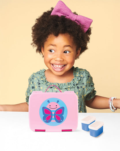 Skip Hop Zoo School Essentials Kit-Bento Lunch Box(700ml)-Tritan Straw Sipper(355ml)-Butterfly-3Y+