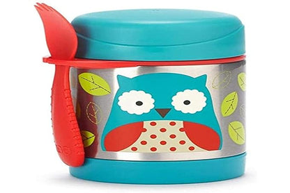 Skip Hop Zoo Stainless Steel Insulated Food Jar-With Spork-Owl-For Feeding Infants