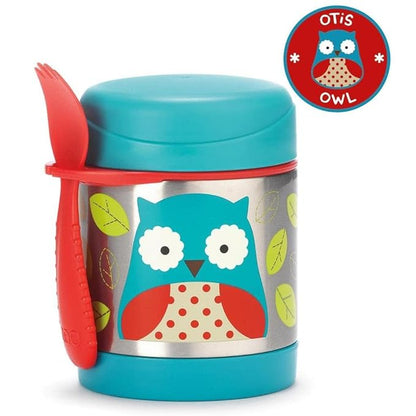 Skip Hop Zoo Stainless Steel Insulated Food Jar-With Spork-Owl-For Feeding Infants