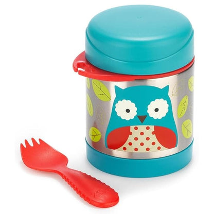 Skip Hop Zoo Stainless Steel Insulated Food Jar-With Spork-Owl-For Feeding Infants