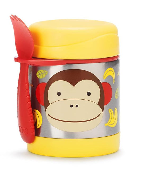 Skip Hop Zoo Stainless Steel Insulated Food Jar-With Spork-Monkey-For Feeding Infants