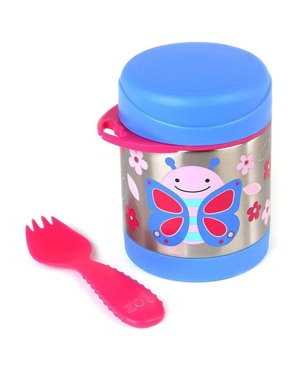 Skip Hop Zoo Stainless Steel Insulated Food Jar-With Spork Butterfly & Flowers-Freebie