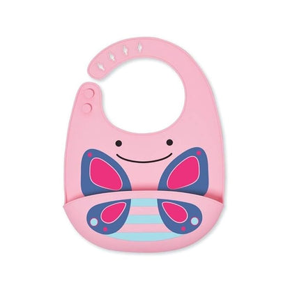 Skip Hop Zoo Fold & Go Silicone Bib-Crumb Catcher-Butterfly-For Infants