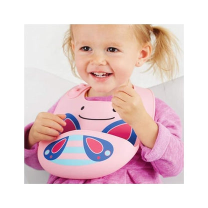 Skip Hop Zoo Fold & Go Silicone Bib-Crumb Catcher-Butterfly-For Infants