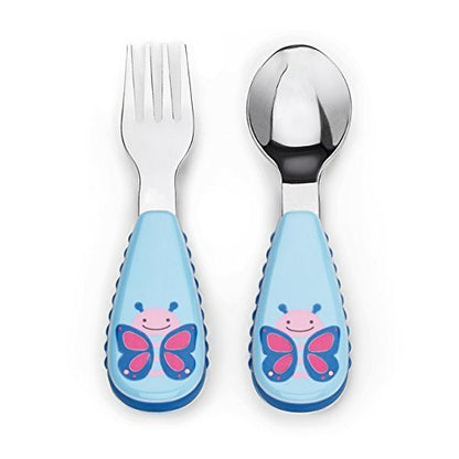 Skip Hop Zootensils-Butterfly-Stainless Steel Spoon & Fork Set-Soft Sides For Easy Grip-For Infants