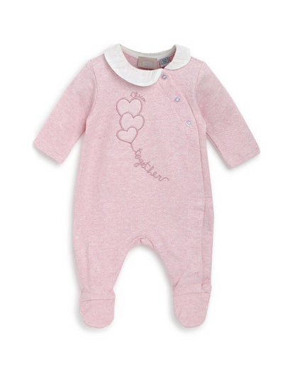 Chicco Pastel Pink Babysuit-Onesie-Embroidered-Cotton-For Infants