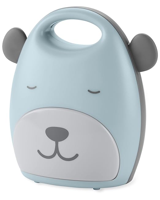 Skip Hop Beary Cute Take-Along Sleep Trainer & Nightlight-Toddlers Bedtime Bestie-For a Calm Sleep-Grey & Green-2 Years+