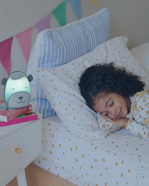 Skip Hop Beary Cute Take-Along Sleep Trainer & Nightlight-Toddlers Bedtime Bestie-For a Calm Sleep-Grey & Green-2 Years+