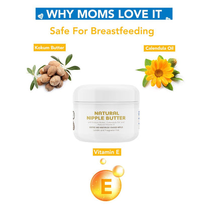 The Moms Co. Natural Nipple Butter-Soothes & Moisturizes Sore & Cracked Nipples-Breastfeeding Safe