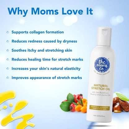 The Moms Co. Natural Stretch Marks Oil-Improves Skin's Natural Elasticity-Pregnancy Safe