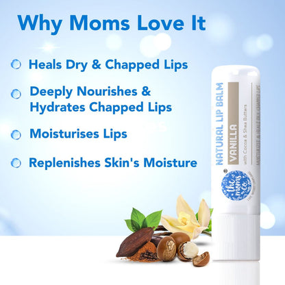 The Moms Co Vanilla Lip Balm-With Cocoa & Shea Butter-Nourishes Dry Lips