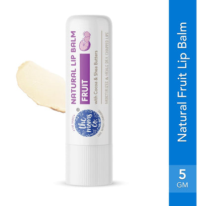 The Moms Co Natural Fruit Lip Balm-With Cocoa & Shea Butter-Nourishes Dry Lips