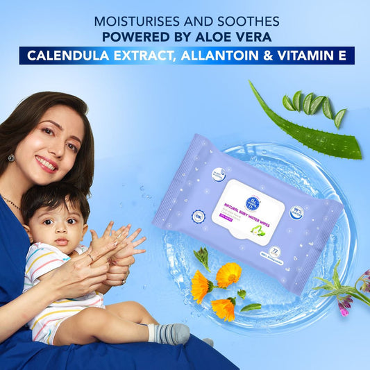 The Moms Co Natural Baby Water Wipes-With Aloe Vera & Calendula Extract