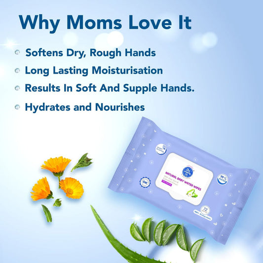 The Moms Co Natural Baby Water Wipes-With Aloe Vera & Calendula Extract