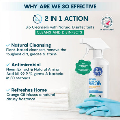 The Moms Co. Natural Surface Cleanser-With Neem & Orange Oil-Kills 99.9% Germs in 30 Seconds