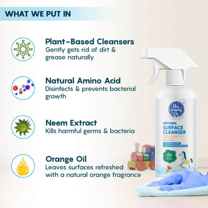 The Moms Co. Natural Surface Cleanser-With Neem & Orange Oil-Kills 99.9% Germs in 30 Seconds