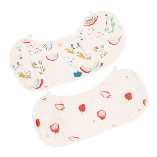 Kicks & Crawl 100% Muslin Burp Cloth-Super Absorbent-Berry Dreams-Pack of 2-For Infants