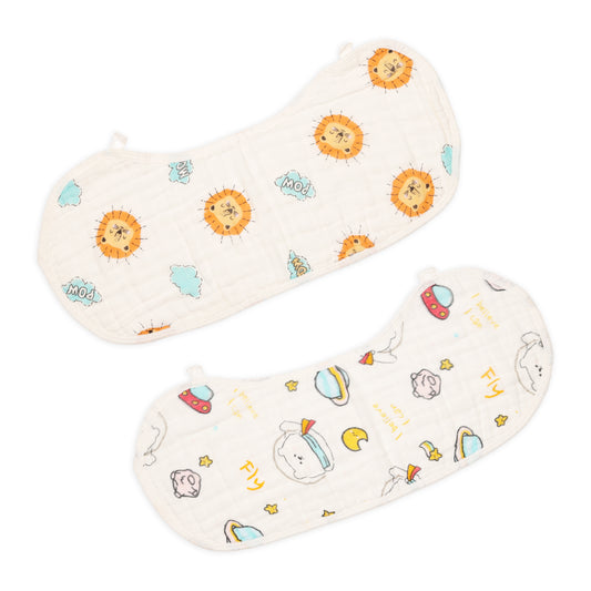 Kicks & Crawl 100% Muslin Burp Cloth-Super Absorbent-Roar & Soar-Pack of 2-For Infants