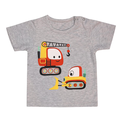 Kicks & Crawl Grey T-shirt-Work Buddies-Cotton-For Infants