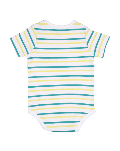 Kicks & Crawl Blue & White Onesie-Hello Summer-Cotton-Pack of 3-For Infants