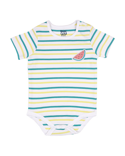 Kicks & Crawl Blue & White Onesie-Hello Summer-Cotton-Pack of 3-For Infants