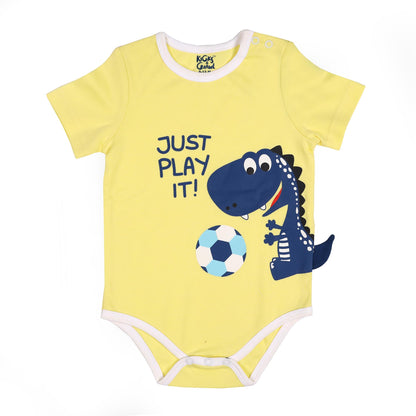 Kicks & Crawl Blue & Yellow Onesie-Playtime-Cotton-Pack of 3-For Infants