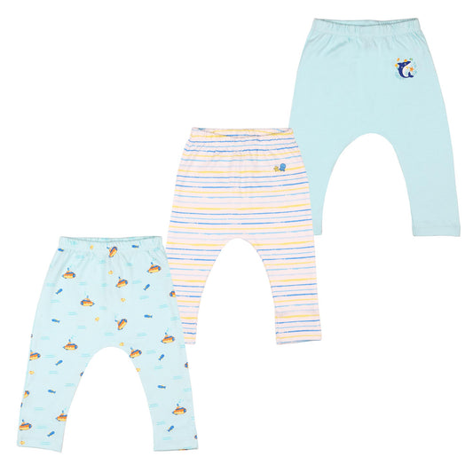 Kicks & Crawl Multicolored Leggings-Sea Explorer-Cotton-Pack of 3-For Infants