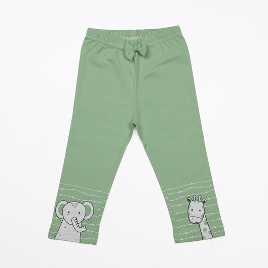 Kicks & Crawl Green Leggings-Animal Friends-Cotton-For Infants